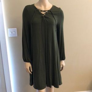Army green lace up dress